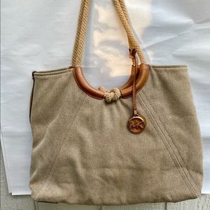 Michael Kors ISLA RING SHOULDER TOTE, khaki